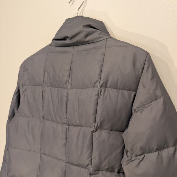 Eileen Fisher Gray Quilted Puffer Jacket Asymmetric Zip High Collar - Size S - Picture 5 of 12